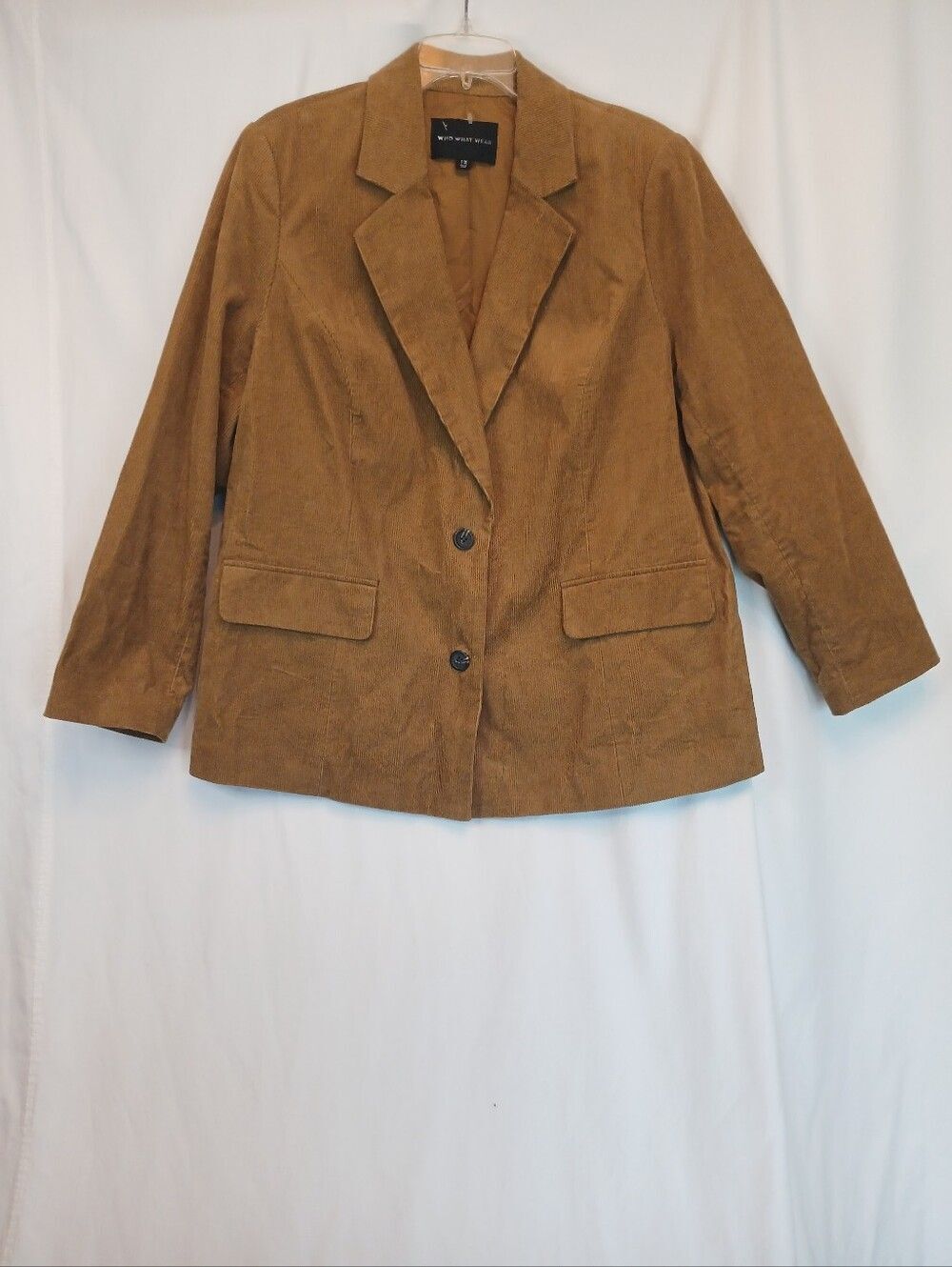 Tan Brown Cotton Corduroy Single Breasted Blazer Jacket 1X NWOT